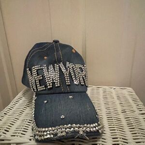Denim Rhinestone 'NEW YORK' Baseball Cap - Blue